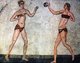 Italy: Roman women playing with a ball in a mosaic at Villa Romana del Casale. One of the so-called 'Bikini Mosaics', 4th century CE